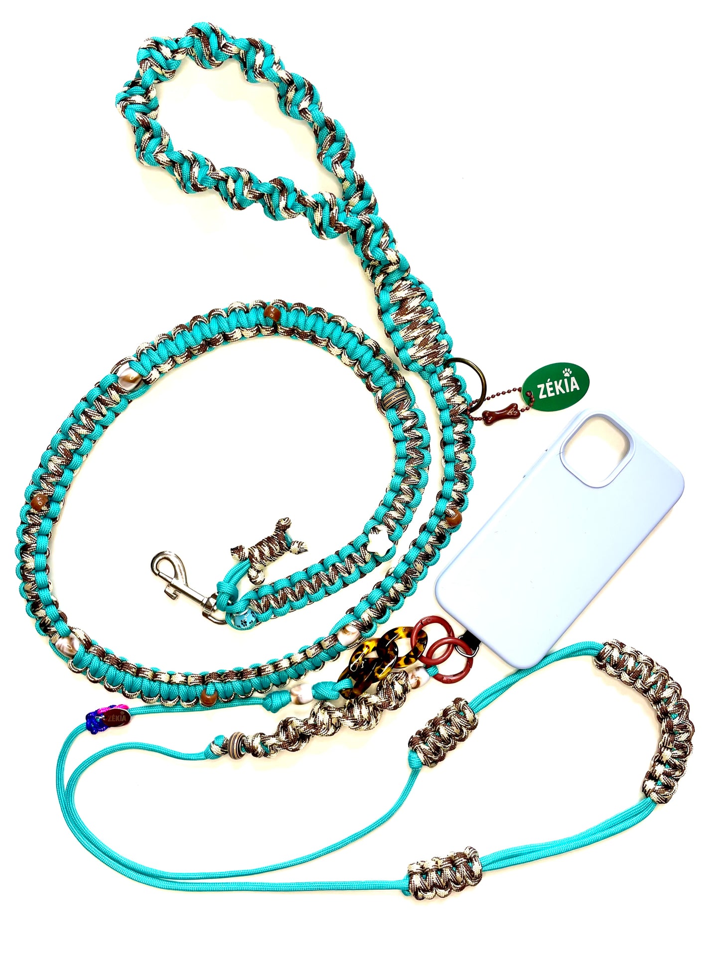 Cordon de téléphone en paracorde - Mocha Blue | ZÉKIA