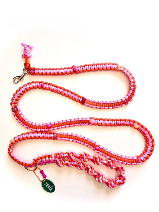 Laisse balade en paracorde - Papaya Pink | ZÉKIA
