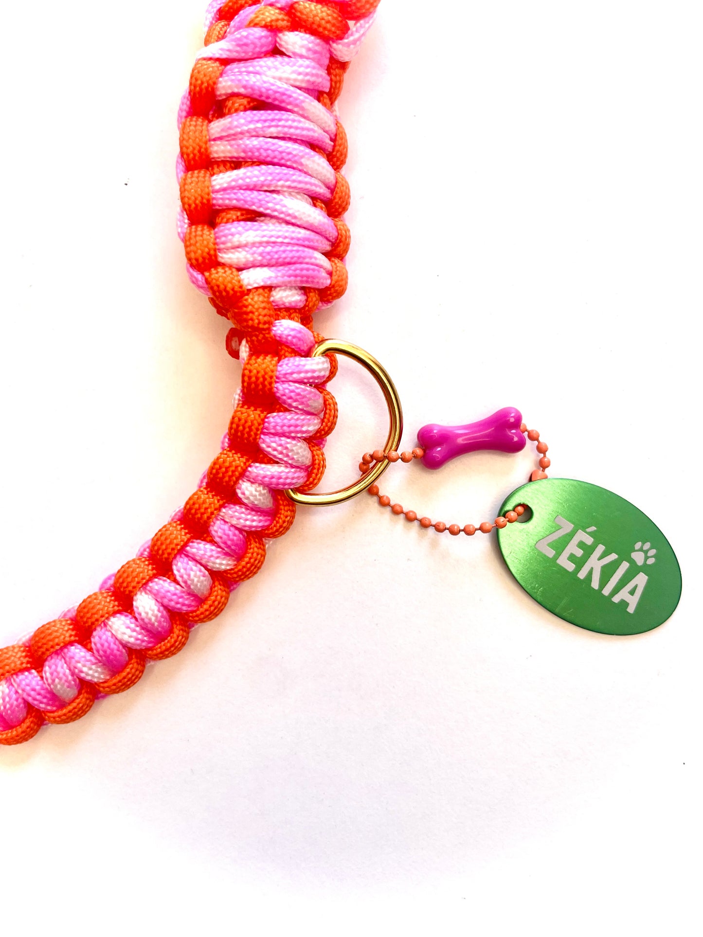 Laisse balade en paracorde - Papaya Pink | ZÉKIA