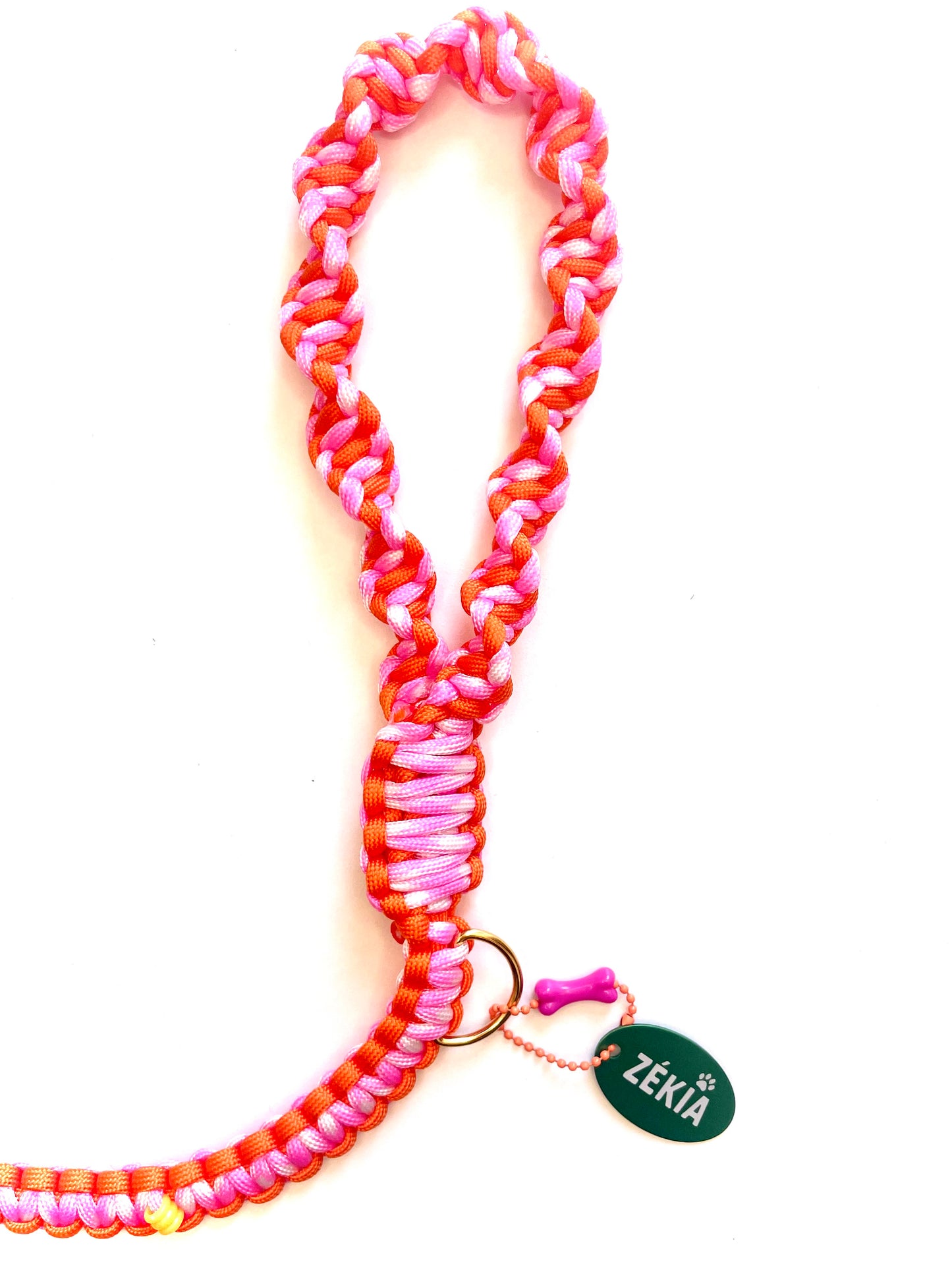 Laisse balade en paracorde - Papaya Pink | ZÉKIA