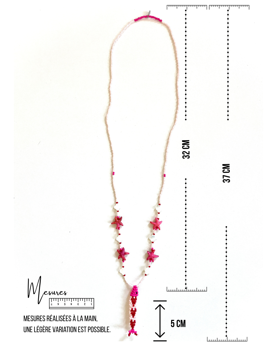 Collier perles - Bande de sardines | Rose