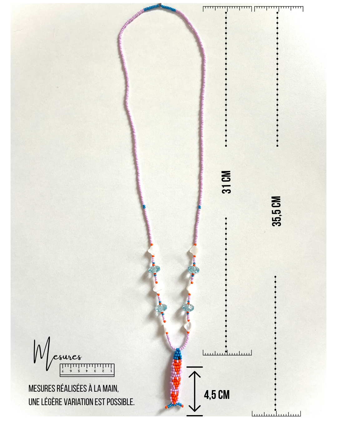 Collier perles - Bande de sardines | Lilas