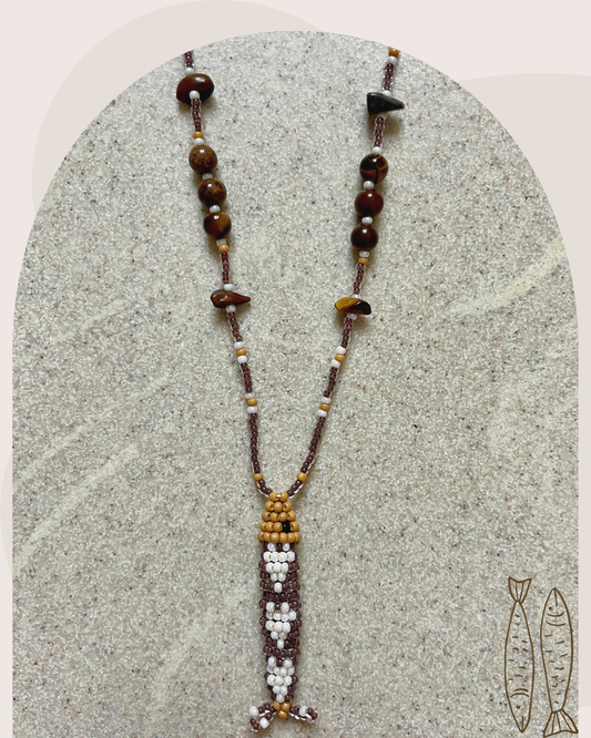Collier perles - Bande de sardines | Chocolat