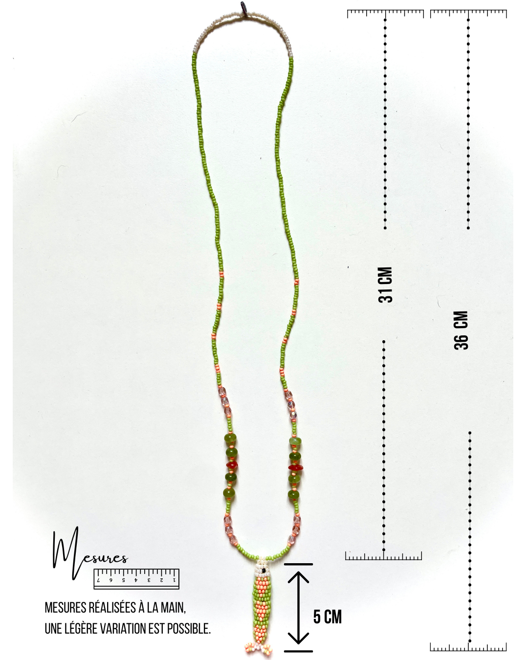 Collier perles - Bande de sardines | Pastel agrume