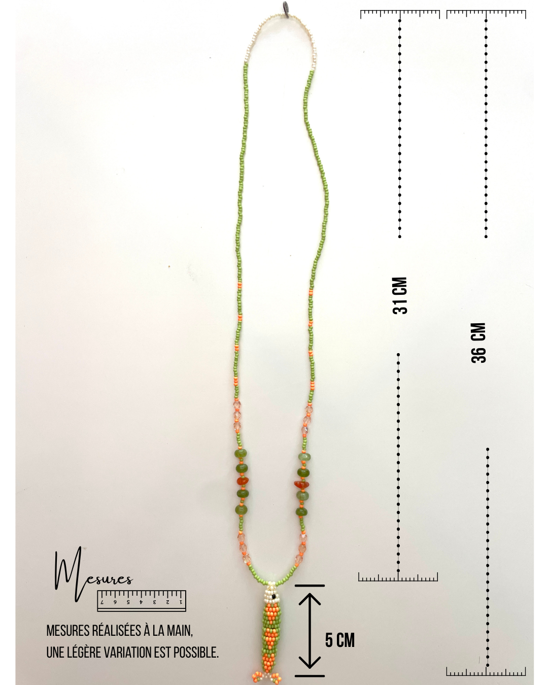 Collier perles - Bande de sardines | Pastel agrume