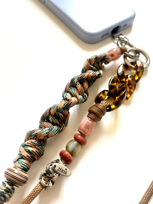 cordon telephone portable reglable paracorde solide fait main