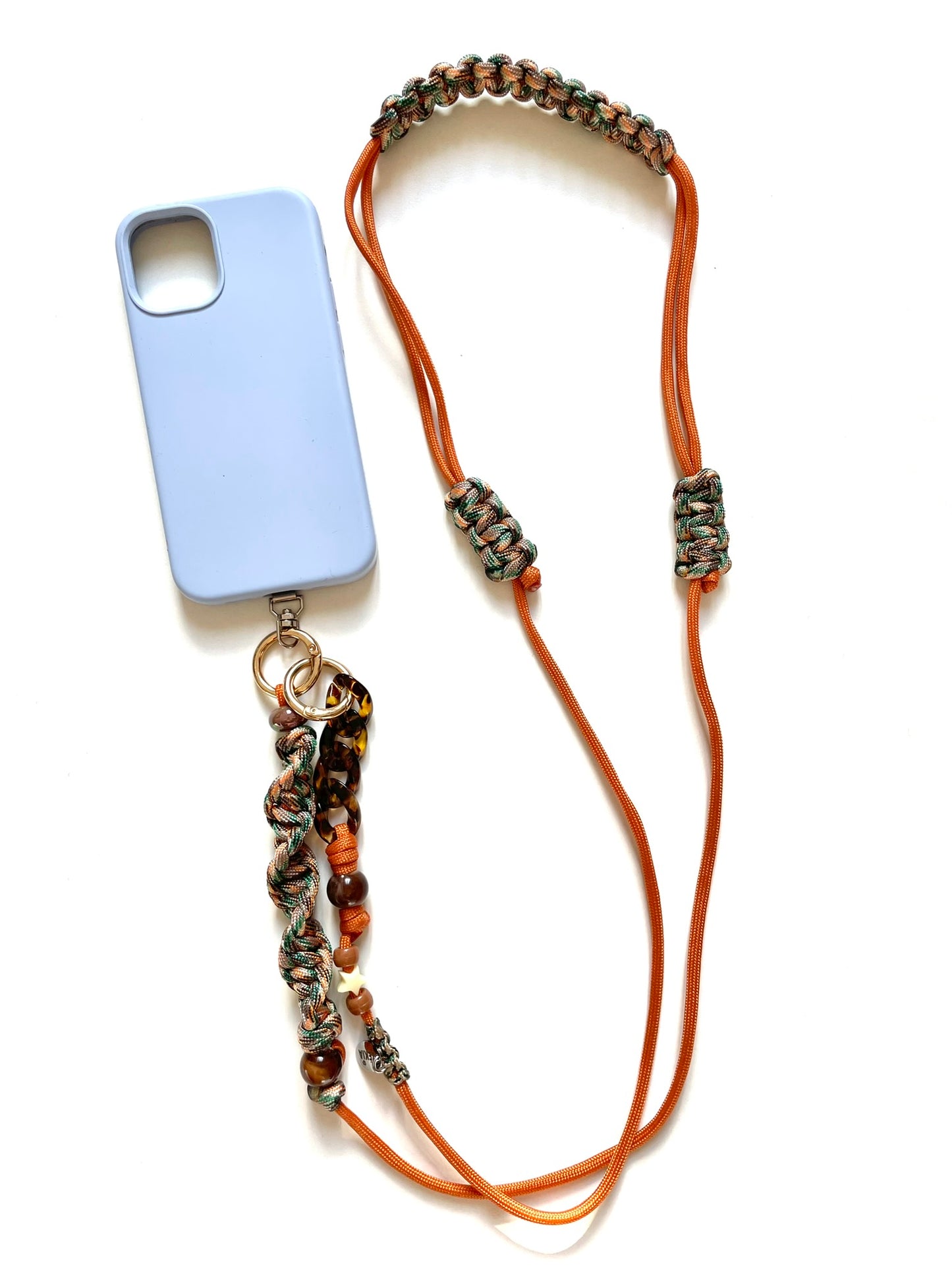 cordon telephone paracorde ajustable orange kaki soft tropical