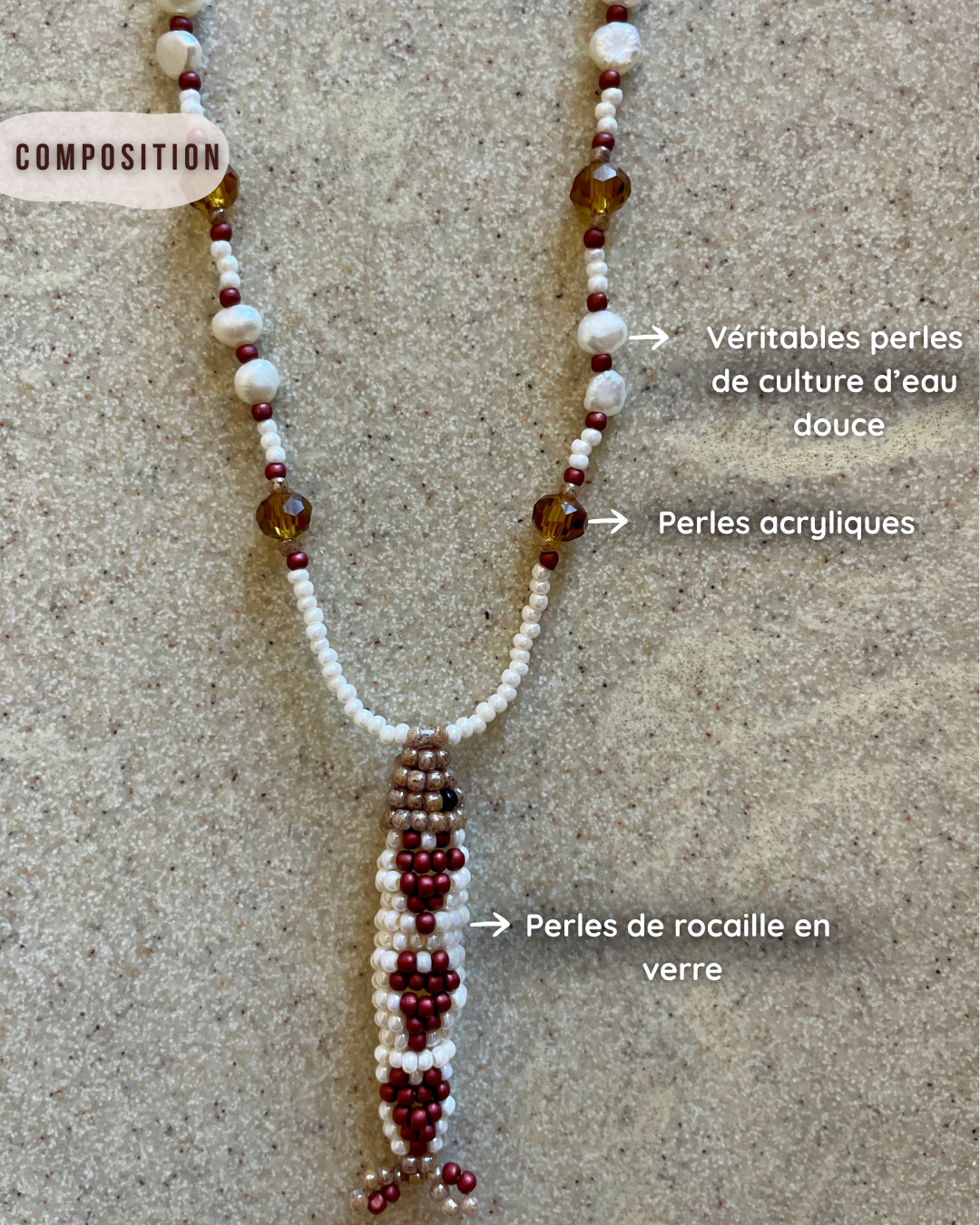 Collier perles - Bande de sardines | Nacre