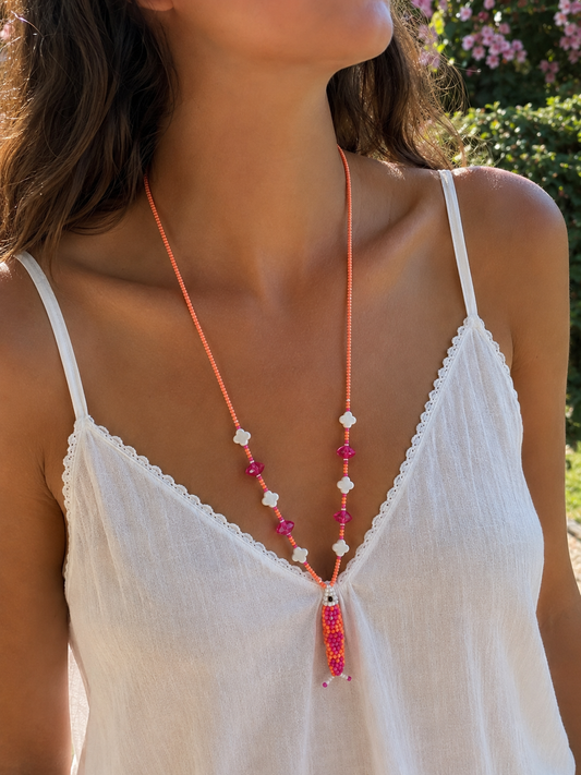 Collier perles - Bande de sardines | Orange