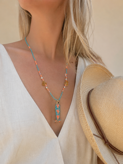 Collier perles - Bande de sardines | Bleu Corail