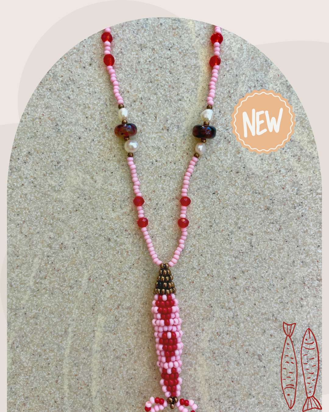 Collier perles - Bande de sardines | Rose Rouge