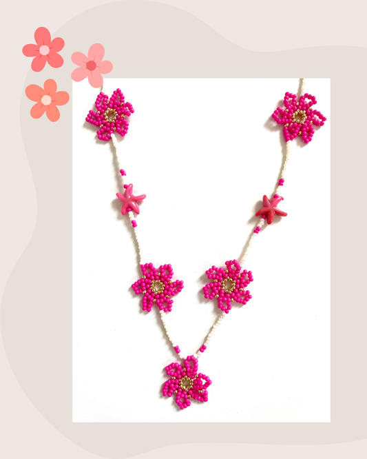 Collier perles - Le temps des fleurs | Rose