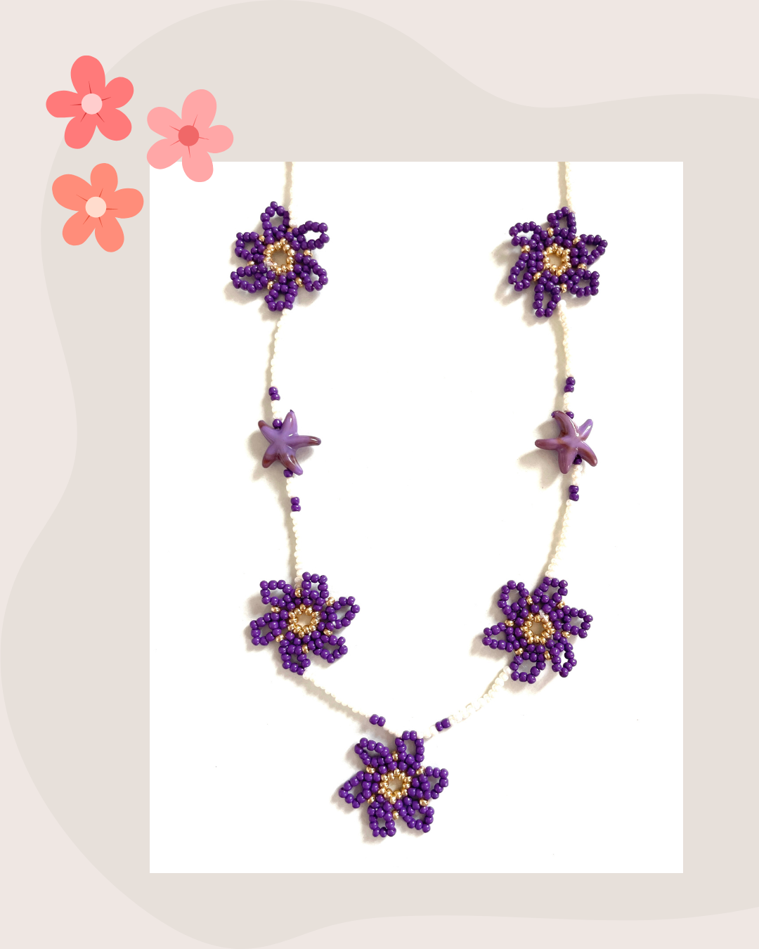 Collier perles - Le temps des fleurs | Violet