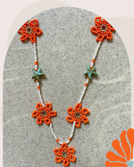 Collier perles - Le temps des fleurs | Orange