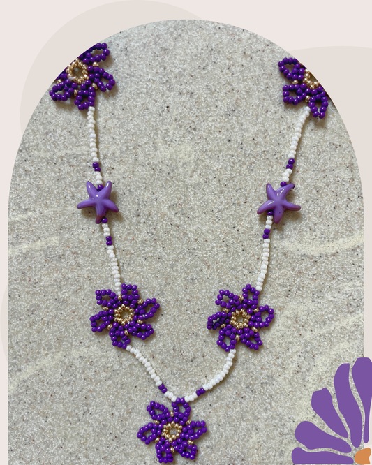 Collier perles - Le temps des fleurs | Violet