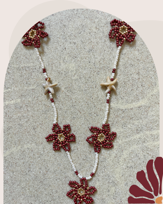 Collier perles - Le temps des fleurs | Marron