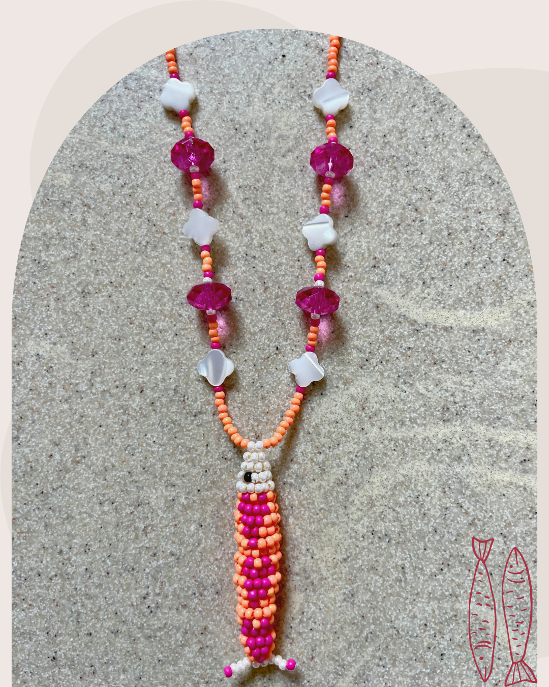 Collier perles - Bande de sardines | Orange