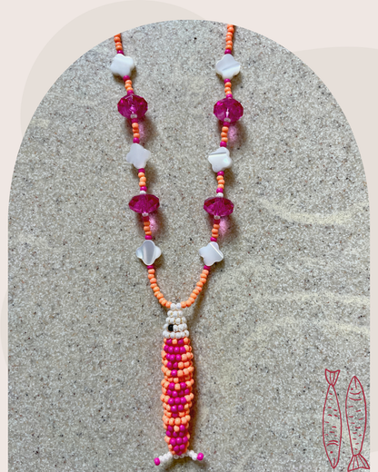 Collier perles - Bande de sardines | Orange