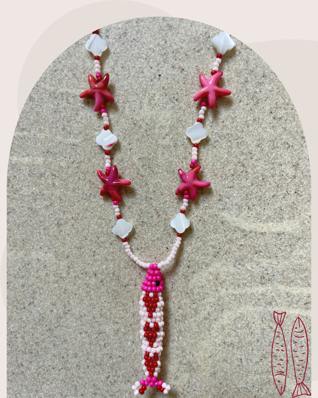 Collier perles - Bande de sardines | Rose