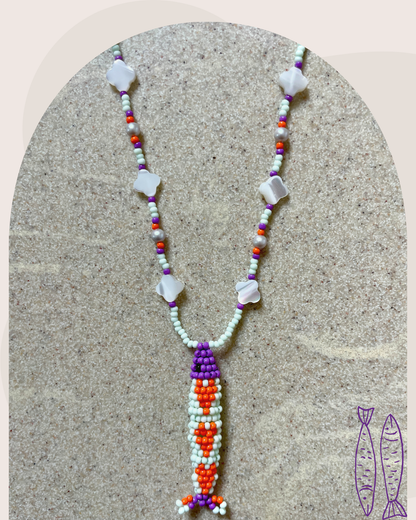 Collier perles - Bande de sardines | Vert d'eau