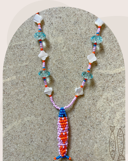 Collier perles - Bande de sardines | Lilas