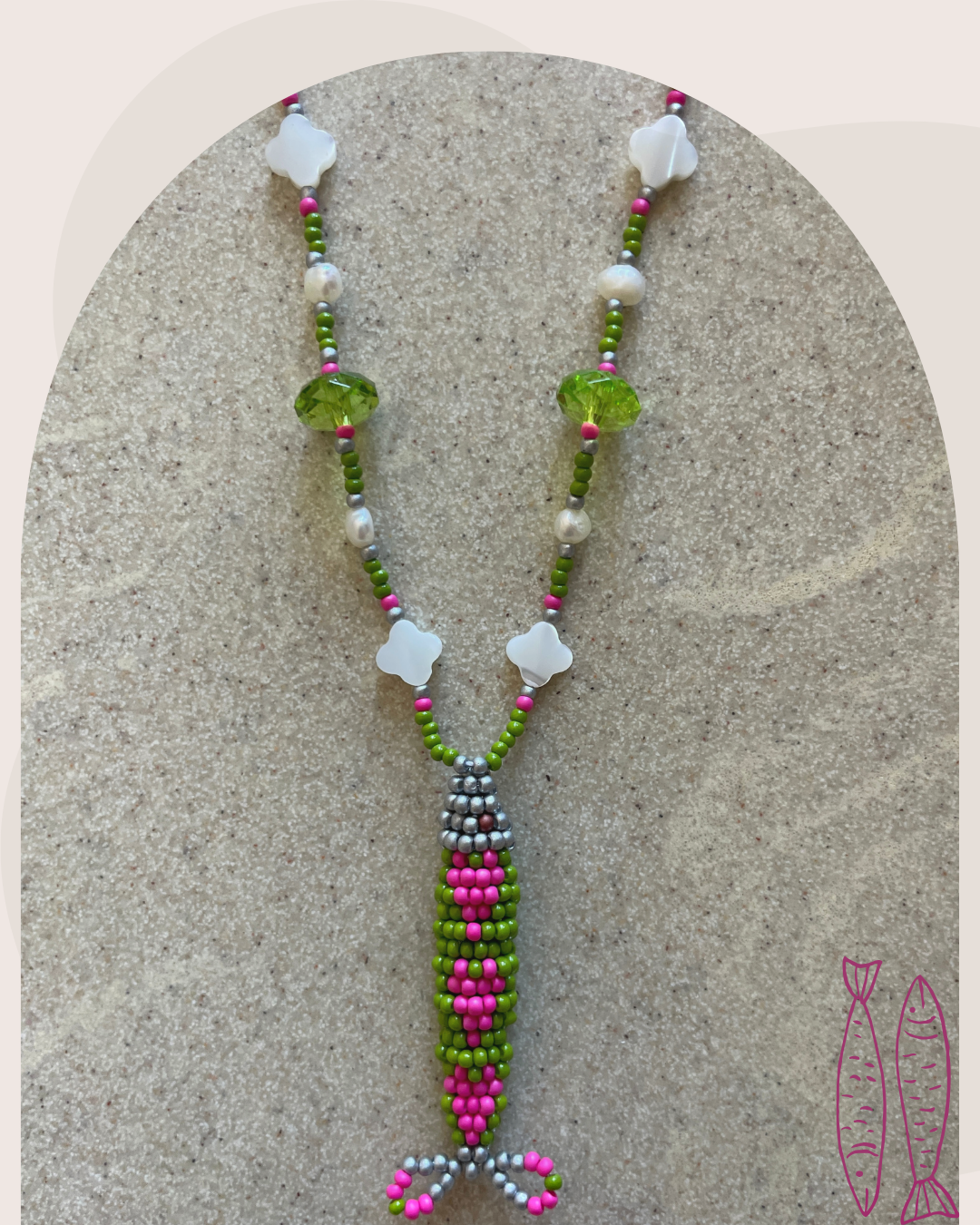 Collier perles - Bande de sardines | Vert