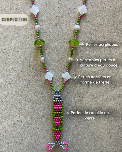 Collier perles - Bande de sardines | Vert