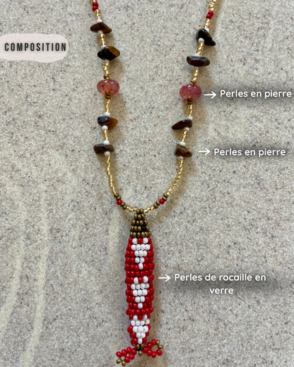 Collier perles - Bande de sardines | Rouge