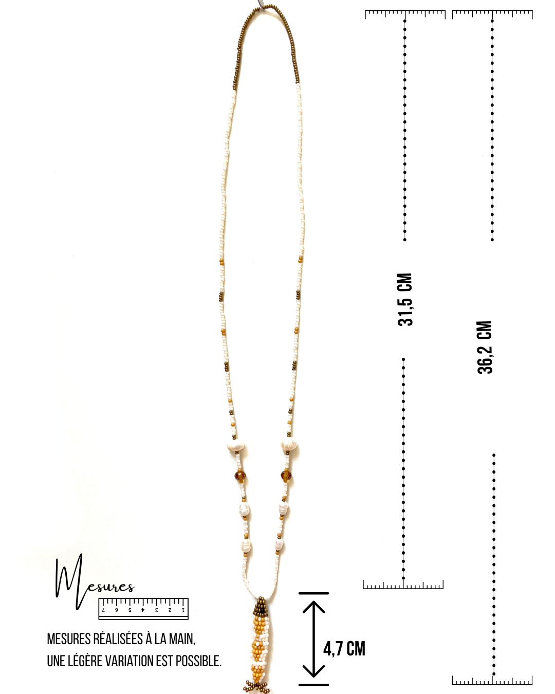 Collier perles - Bande de sardines | Sable