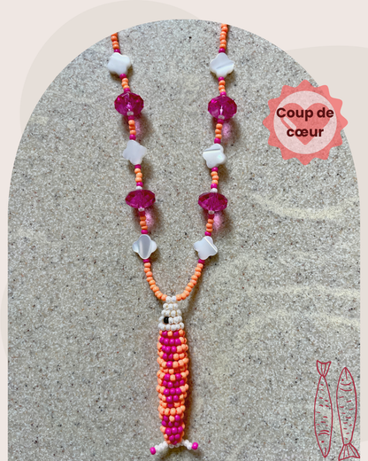 Collier perles - Bande de sardines | Orange