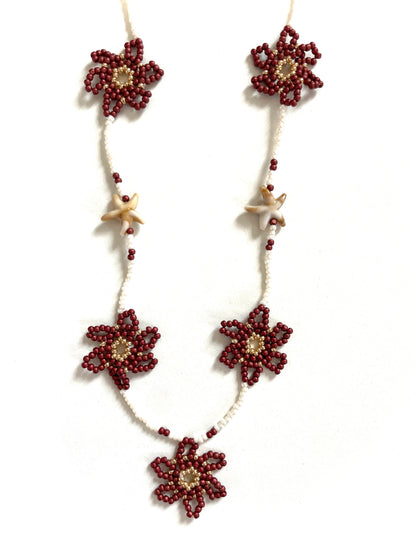 Collier perles - Le temps des fleurs | Marron