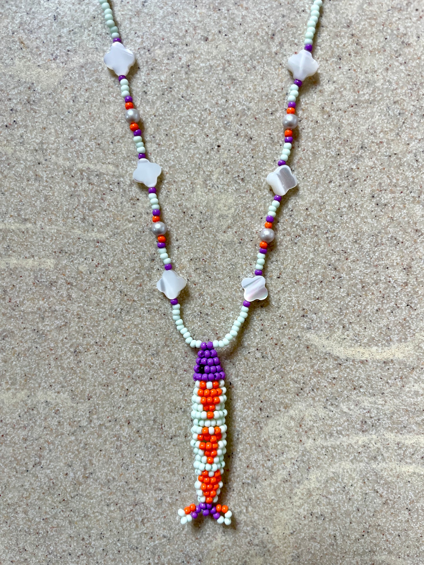 Collier perles - Bande de sardines | Vert d'eau