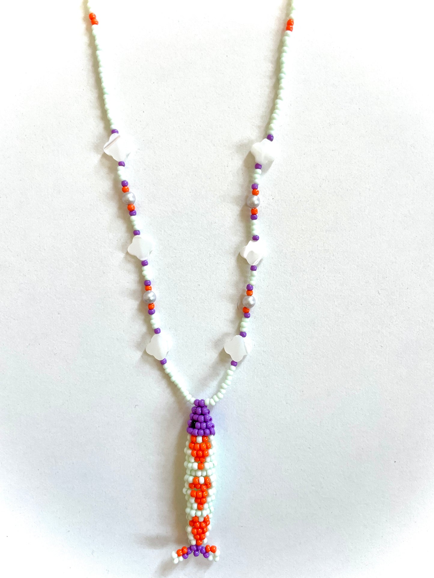 Collier perles - Bande de sardines | Vert d'eau