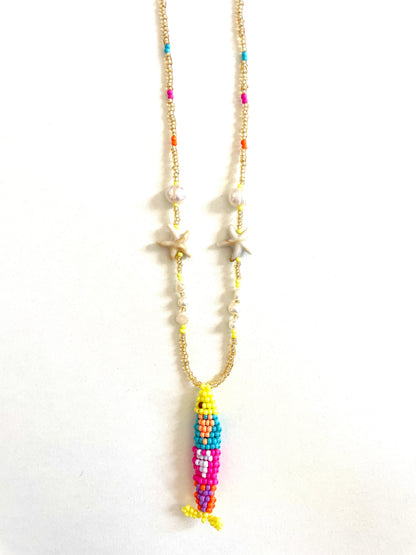 Collier perles - Bande de sardines | Multicolore jaune
