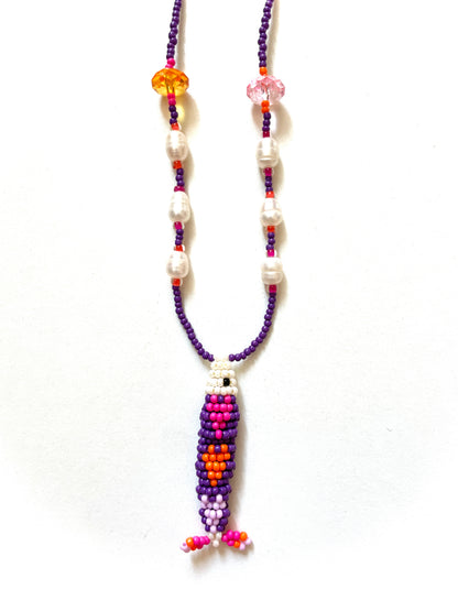 Collier perles - Bande de sardines | Violet