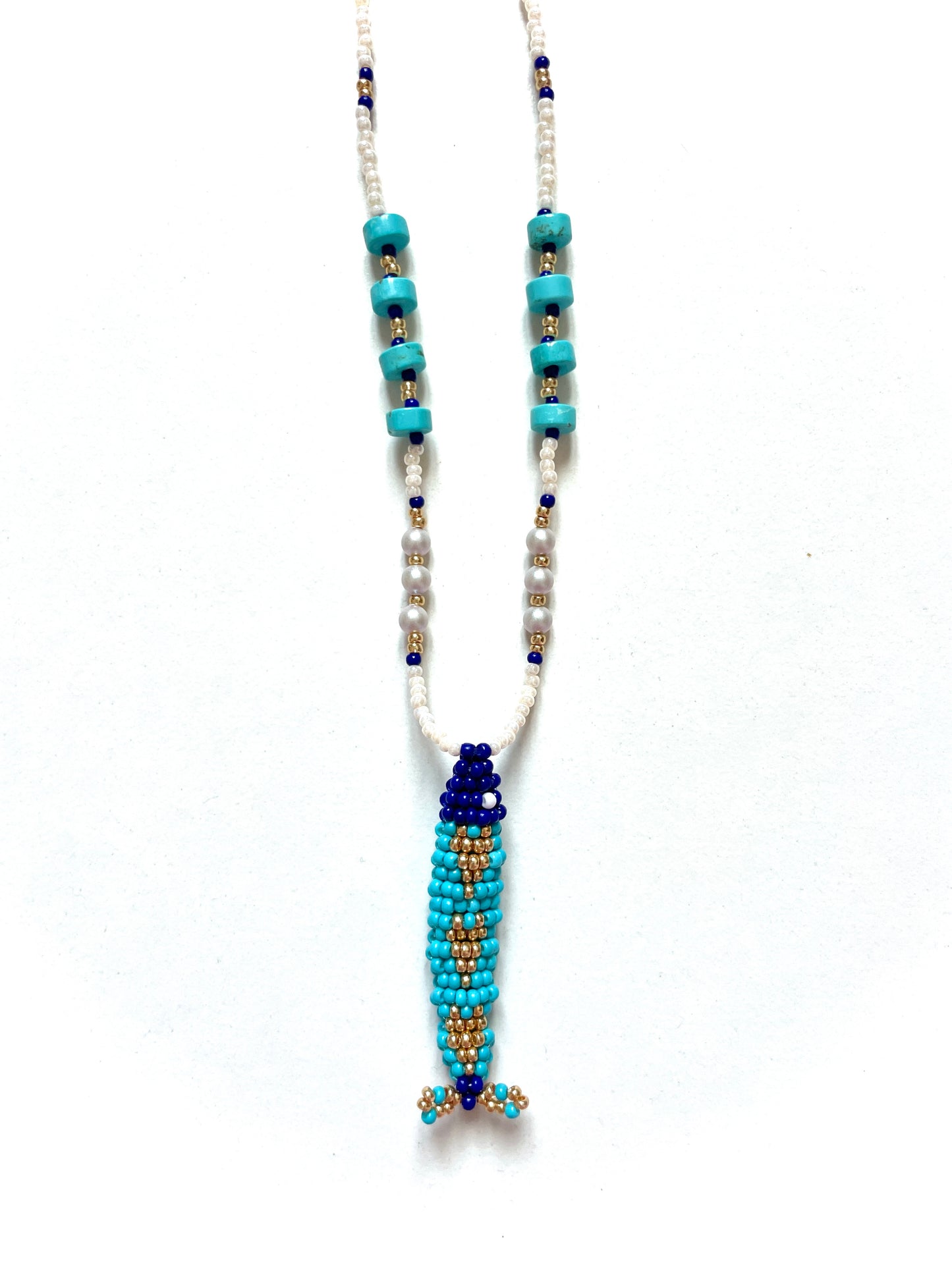 Collier perles - Bande de sardines | Bleu