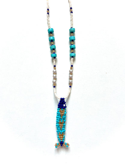 Collier perles - Bande de sardines | Bleu