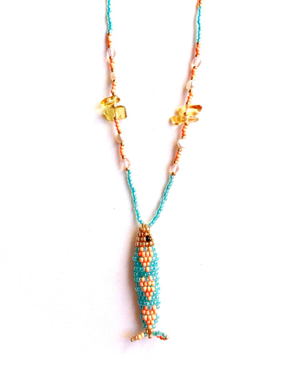 Collier perles - Bande de sardines | Bleu Corail