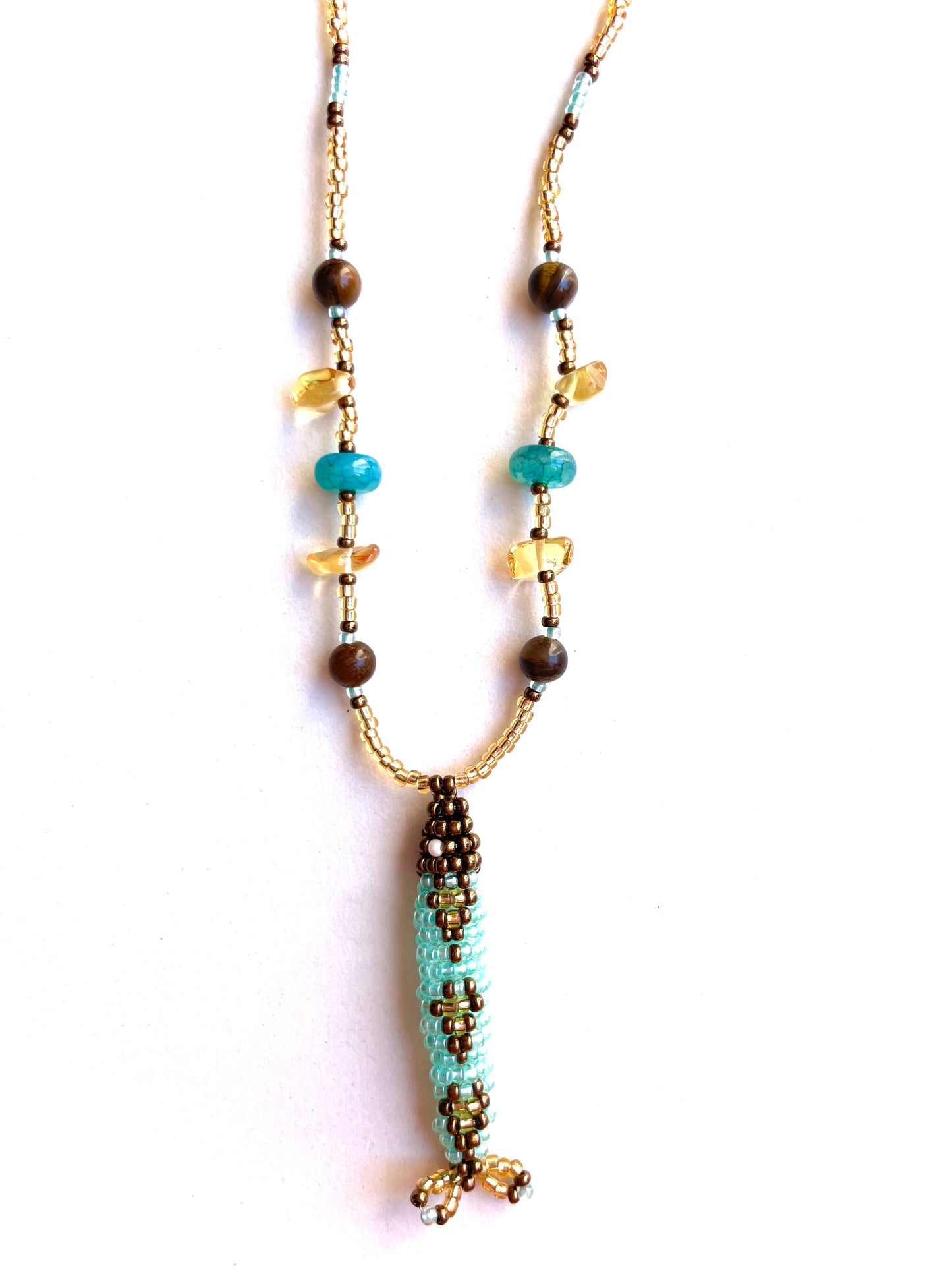Collier perles - Bande de sardines | Doré Bleu