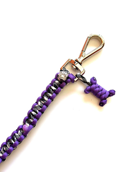 laisse chien balade paracorde solide fait main vichy noir blanc violet