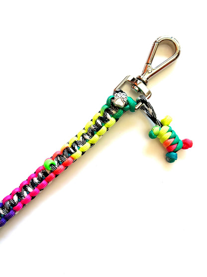 laisse chien balade paracorde solide fait main vichy noir blanc multicolore