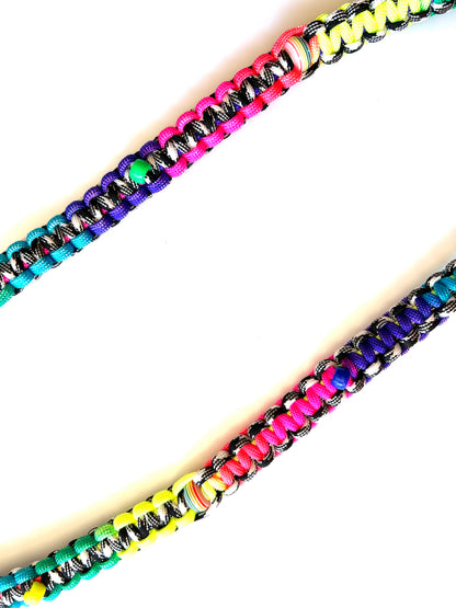 laisse chien balade paracorde solide fait main vichy noir blanc multicolore