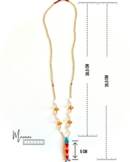 Collier perles - Bande de sardines | Doré corail