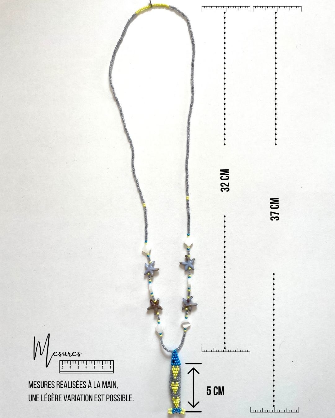 Collier perles - Bande de sardines | Gris