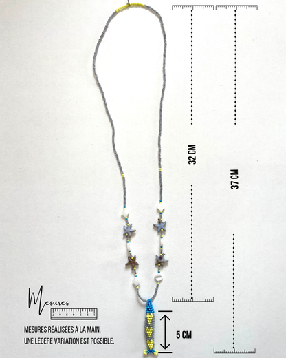 Collier perles - Bande de sardines | Gris