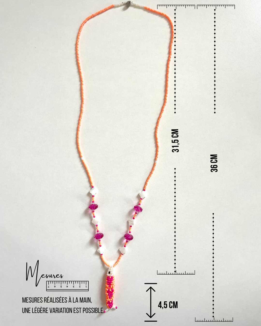 Collier perles - Bande de sardines | Orange