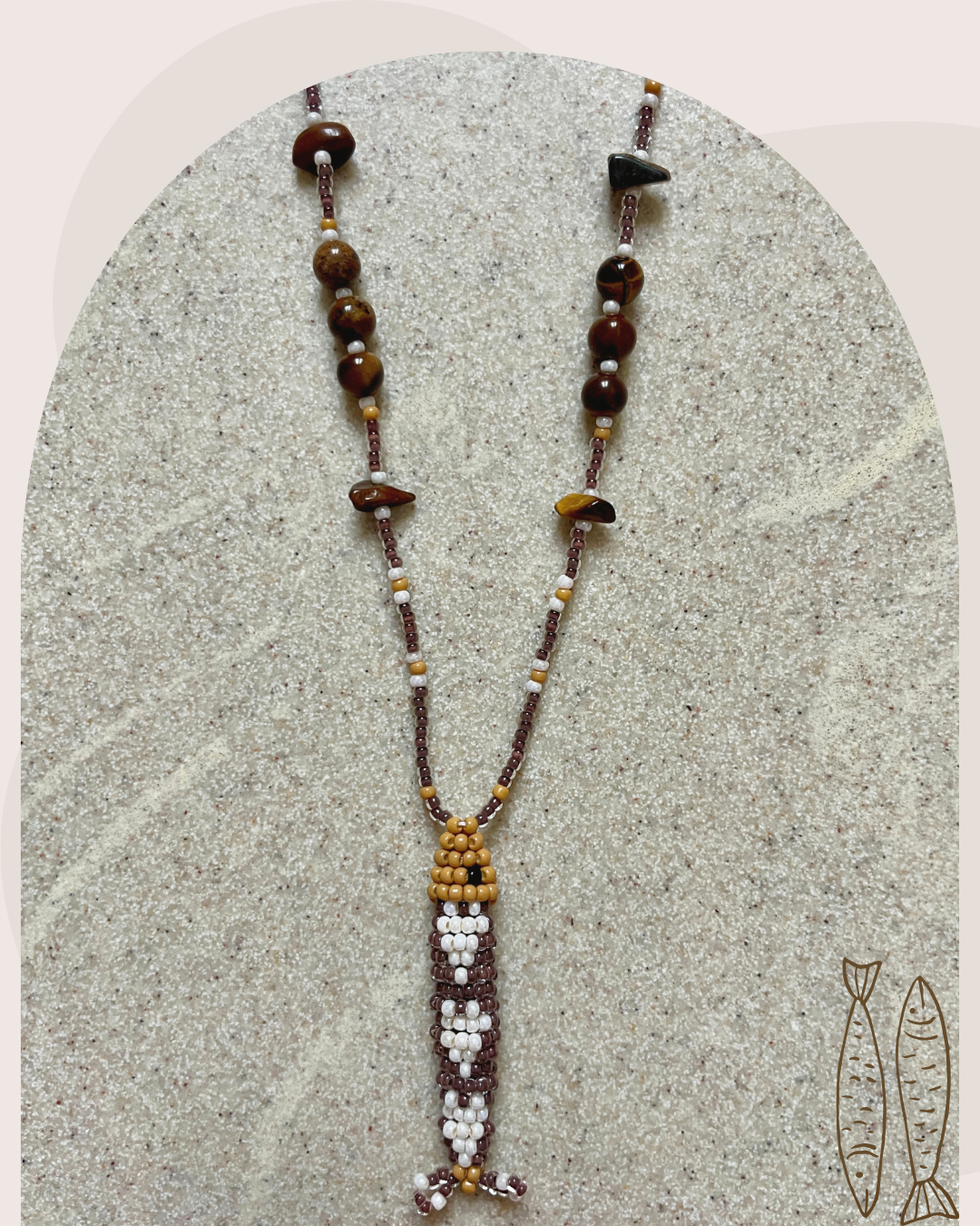 Collier perles - Bande de sardines | Chocolat