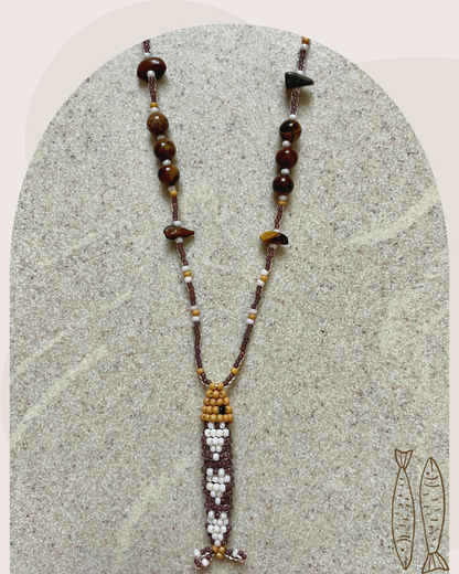 Collier perles - Bande de sardines | Chocolat