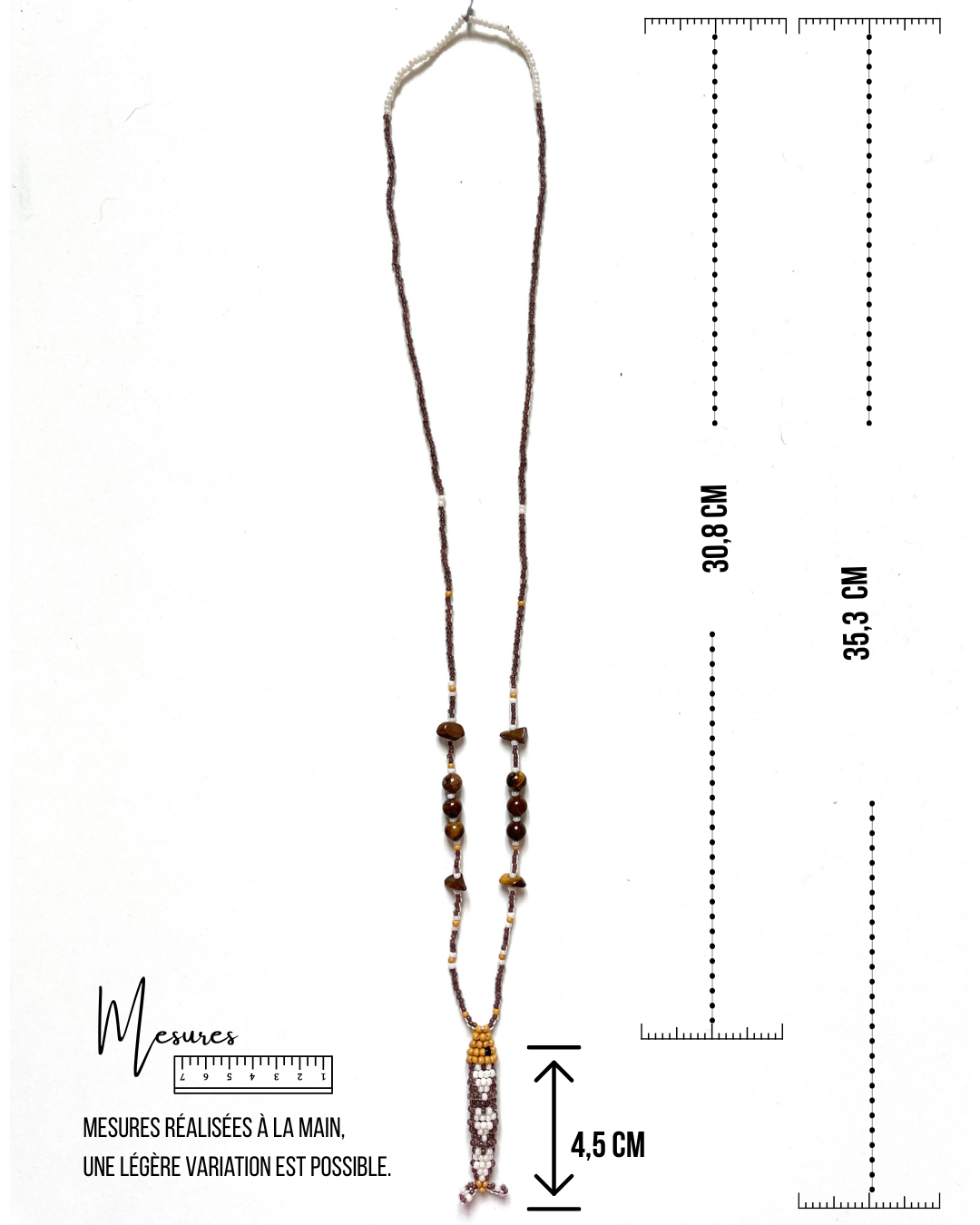 Collier perles - Bande de sardines | Chocolat