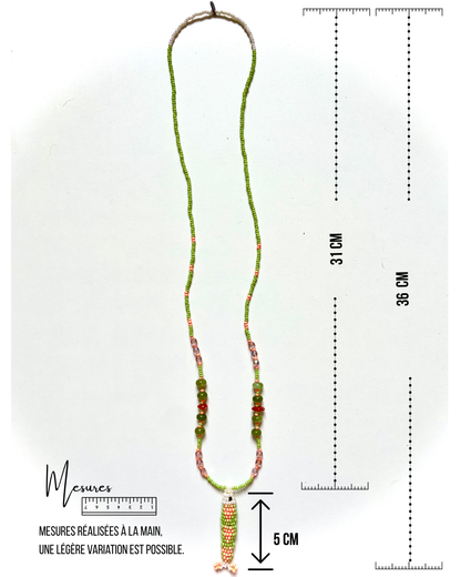 Collier perles - Bande de sardines | Pastel agrume